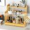 3-Tier Kitchen Bamboo Spice Jar Rack Organizer with Drawer Spice Rack