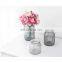 New Design Wholesale Stripe Modern Wedding Decorative Tabletop Creative Small Round Clear Grey Glass Pot Flower Vase Home Decor