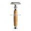 Wholesale Chrome  Metal Head Natural Olive Wood Handle Double Blade Edge Men Wooden Safety Razors