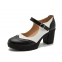 Women Plus Size Mary Jane Dance Shoes Low Heel Ladies Vintage Breathable Leather Ankle Strap High Heel