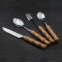 Bamboo Stainless Steel Flatware Set Wood Handle Cutlery with Stand Dinnerware Set Knife Fork Spoon And Teaspoon