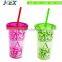 Double wall straw mug with printng