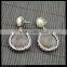 LFD-030E Fashion Silver Pearl With Faceted Flash Stone Pave Rhinestone Crystal Dangle Earrings Jewelry Finding