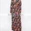 printed flower long women dress long sleeves women dress OEM service