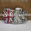 Customized new design man flat belt with metal plate buckle