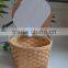 Round wood chip storage basket with lid