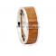 Wooden silver and titanium rings for men,wood inlay titanium rings