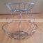 2-Tier Antique Black Brushed Copper Metal Fruit Basket