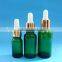 green essential oil glass bottle, glass bottle with aluminium dropper cap 5ml,10ml15ml,20ml,30ml,50ml