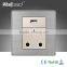 2015 Hot Sale Wallpad Switch Outlet 15A 110~250V Luxury Wall Light Switch UK USB 3 Pin Socket Charger