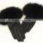 Fur Mittens 100% Real Natrual Rabbit Fur Genuine Sheepskin Leather Gloves For Women