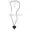 Antique Silver Plated Metal Alloy Heart Pendant Leather Necklace With Rhinestone