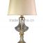 Middle East style round base design living room table lamp with gold vase and long cylinder linen shade