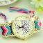 Ladies handmade braid knit bracelet wristwatches band tree of life friendship watch
