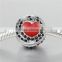 Hot Red Enamel Heart Clasp With Jet CZ Stones 925 Silver Clasp Bracelet Clasp