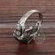 11MM Stainless steel vintage antiqued silver AAA black zircon ring fashion ring steam punk jewelry 6240012