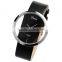 Men Lady Transparent Case Leather Band Teenage Fashion Quartz Watch