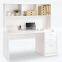 Wood Corner Computer Desk for Home Office with Bookshelf White