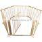 European standard 6sides folding natural color wooden baby playpen