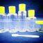 plastic color cheap travel bottle set for women travel boottle kit with green cap