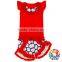 Popular Baseball Print With Red Cotton Ruffles Baby Girls Shorts