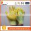 Yellow PU Gloves With Knit Wrist White PU Coated Glove