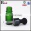 5ml frosted green small glass oil bottle wholesale with big head dropper