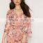 Summer V neck Kimono sleeves floral playsuit
