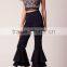 Hot Selling Women Banded Waist Flared Trousers Ruffle Accents Pants