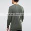 Guangzhou Factory Custom Crew Neck Without Hood Side Zip Longline Grey Green Men's Cotton Spandex Casual Plain Sweatshirt