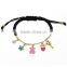 Colorful enamel steel charms cord woven bracelets diy handmade charms bracelets for souvenir gifts 2017