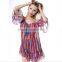 zm50234b europe new product lady cloth printed chiffon dress women