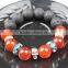 Rhinestone Crystal Spacer Bead Round Red Agate Beaded Bracelet Skull Charm Lava Stone Bracelet