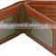 high quality tan genuine cow leather trifold wallet for men