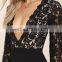2017 black long sleeve ladies fashion lace dress designs