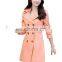 2016 BAIYIMO Womens Long Plus Size Turndown Collar Double Breasted Pea Trench Coat