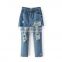 jeans 2017 girl denim holes skirt +pants high wasit slim jeans irregular trousers