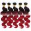 Ombre human hair color 1b bug red body wave