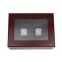 Piano lacquer champion rings display box with a custom logo.Wooden rings box with glass window