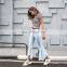 Wholesale under boob printing womens short Sleeve pullover crop top tshirt