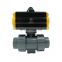 one way pneumatic valve triple union plastic 3 way pvc pneumatic ball valve for water air