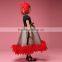 Pretty Red Christmas Style Feather Tutu Dress Black Ribbon Wedding Dress