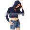 Casual fashion and Gym wear Long Sleeve Lady American Top Apparel Cropped Fleece Hoodie cropped top hoodies women's