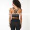 Custom new 75% nylon 25% spandex thread fabric ladies gym wear strappy sports bra top fitness bra for women