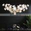 Modern Style Flower Custom Decorative Hotel Banquet Hall Hand Blown Glass Leaf Chandelier