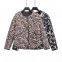 Women's versatile animal print round neck single breasted long sleeved cotton jacket jacket