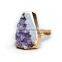 Druzy amethyst alloy with gold plated ring