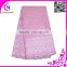 Big heavy embroidery fabric with silver thread nigeria swiss voile lace color pink