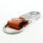 custom made genuine leather metal silver key chains with metal ring