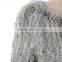 Hand knitted women fur coat knitted fox rabbit fur coat KZ150106